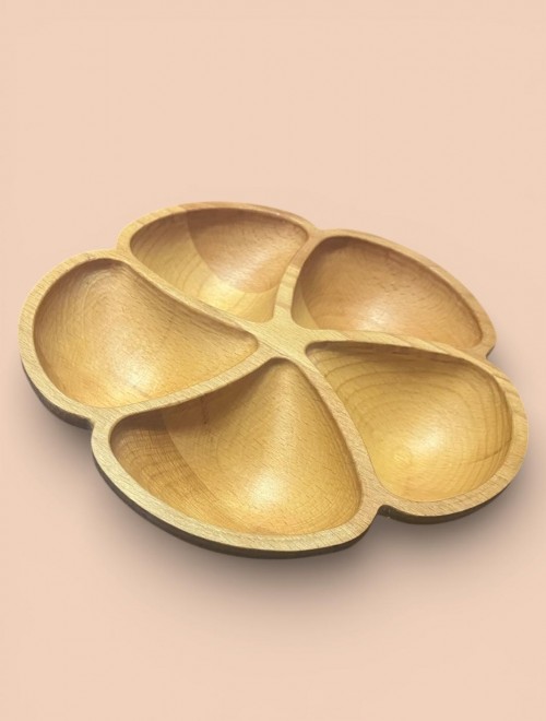 5 Bölmeli Masif Kayın Ahşap Çerezlik & Kahvaltılık Sunumluk – El Yapımı Doğal Ahşap Servis Tabağı 215 mm 5 Bölmeli Masif Kayın Ahşap Çerezlik & Kahvaltılık Sunumluk – El Yapımı Doğal Ahşap Servis Tabağı 215 mm