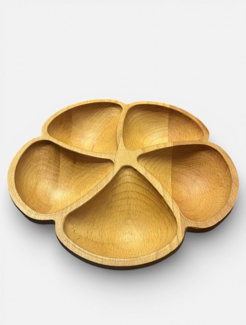 5 Bölmeli Masif Kayın Ahşap Çerezlik & Kahvaltılık Sunumluk – El Yapımı Doğal Ahşap Servis Tabağı 215 mm 5 Bölmeli Masif Kayın Ahşap Çerezlik & Kahvaltılık Sunumluk – El Yapımı Doğal Ahşap Servis Tabağı 215 mm