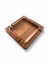 El Yapımı Doğal Kayın Ahşap Kül Tablası – 12,5x12,5 cm Oyma Desenli