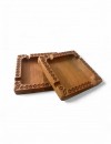El Yapımı Doğal Kayın Ahşap Kül Tablası – 12,5x12,5 cm Oyma Desenli