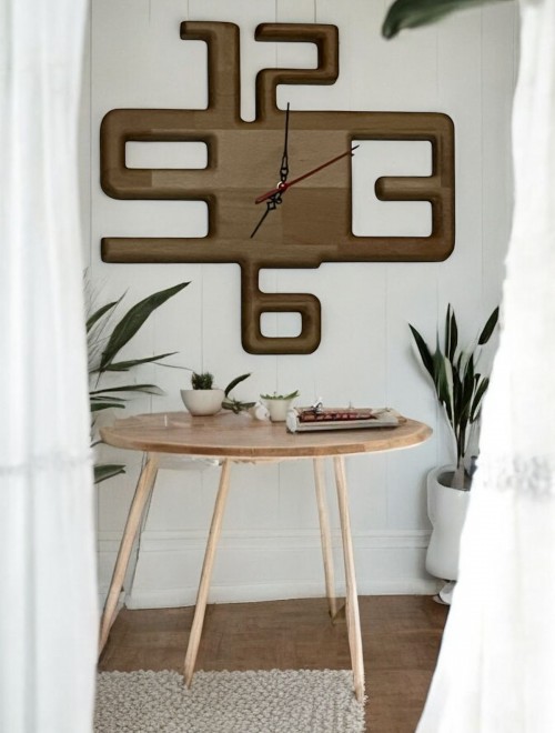 Ahşap özel dört rakamlı duvar saati