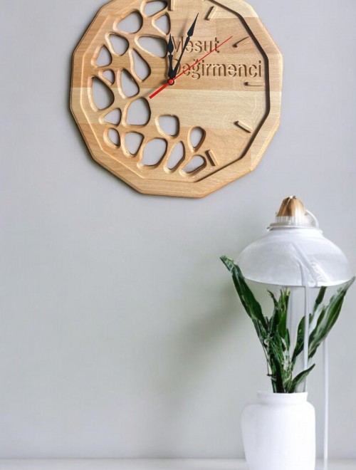 AHŞAP 35cm kişiye özel hediyelik veya yazısız duvar saati