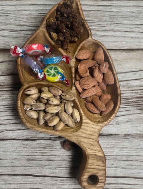 Meşe ağacından çerezlik, sunumluk,şekerlik,ikramlık