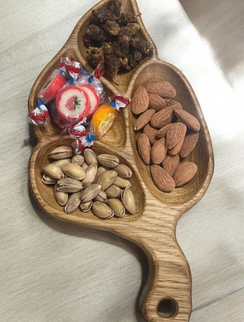 Meşe ağacından çerezlik, sunumluk,şekerlik,ikramlık