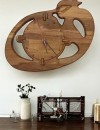 Ahşap Oyma Vav Simgeli Lüks Dekoratif Duvar Saati
