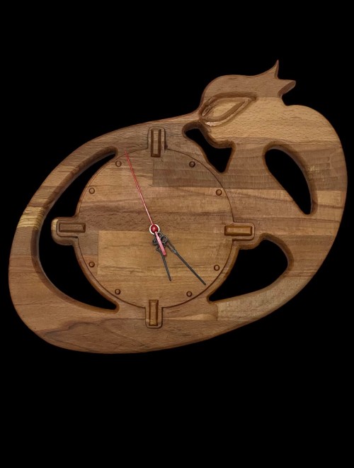 Ahşap Oyma Vav Simgeli Lüks Dekoratif Duvar Saati