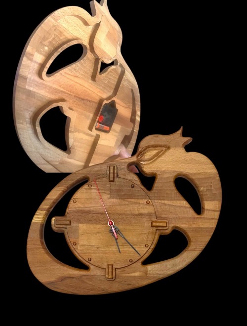 Ahşap Oyma Vav Simgeli Lüks Dekoratif Duvar Saati