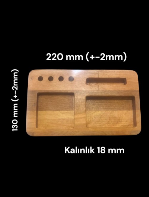 Kayın Masif Ahşap Masaüstü Organizer – Telefon Standı, Kalemlik, Notluk ve Ofis Düzenleyici