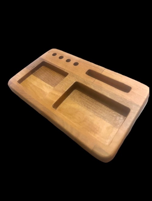 Kayın Masif Ahşap Masaüstü Organizer – Telefon Standı, Kalemlik, Notluk ve Ofis Düzenleyici