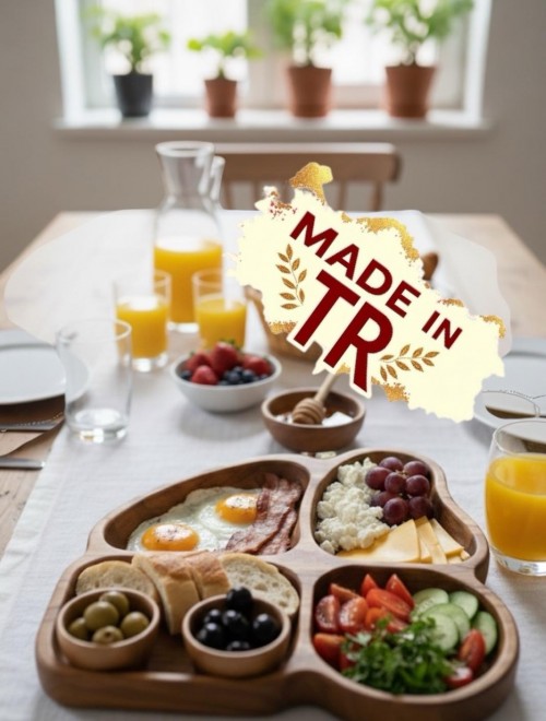 dört Bölmeli Doğal Masif Ahşap Sunumluk | Organik Yağlı El Yapımı Çerezlik – Aydahşap Özel Üretim