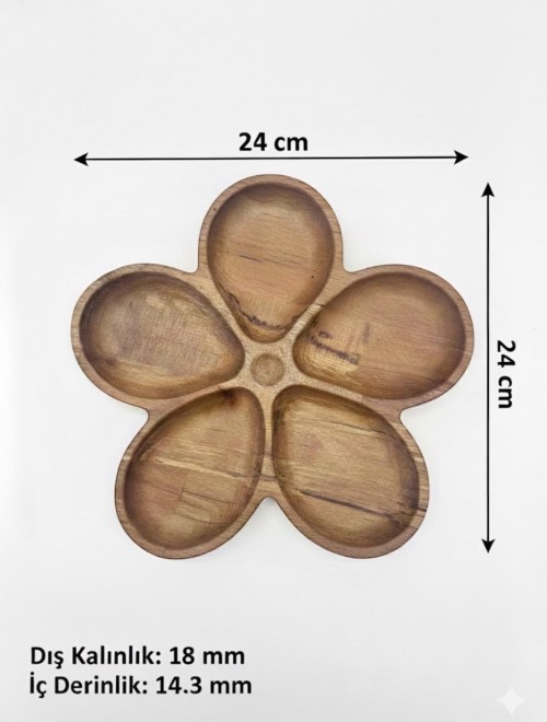5 Bölmeli Masif Kayın Ahşap Çerezlik & Sunumluk – 24x24 cm | Doğal ve El Yapımı 5 Bölmeli Masif Kayın Ahşap Çerezlik & Sunumluk – 24x24 cm | Doğal ve El Yapımı