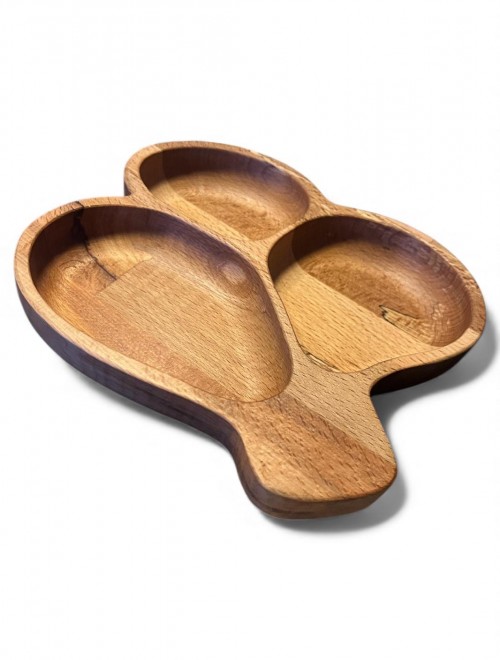 Doğal Ahşap 3 Bölmeli Sunum Tabağı – Kahvaltılık Çerezlik Şekerlik – Kayın Ağacı