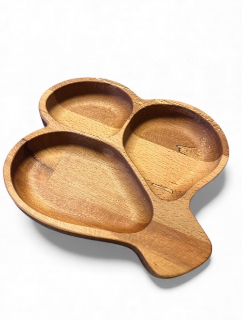 Doğal Ahşap 3 Bölmeli Sunum Tabağı – Kahvaltılık Çerezlik Şekerlik – Kayın Ağacı