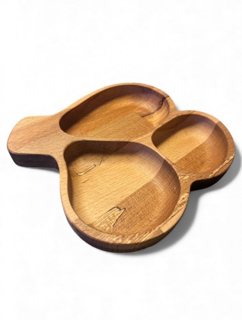 Doğal Ahşap 3 Bölmeli Sunum Tabağı – Kahvaltılık Çerezlik Şekerlik – Kayın Ağacı