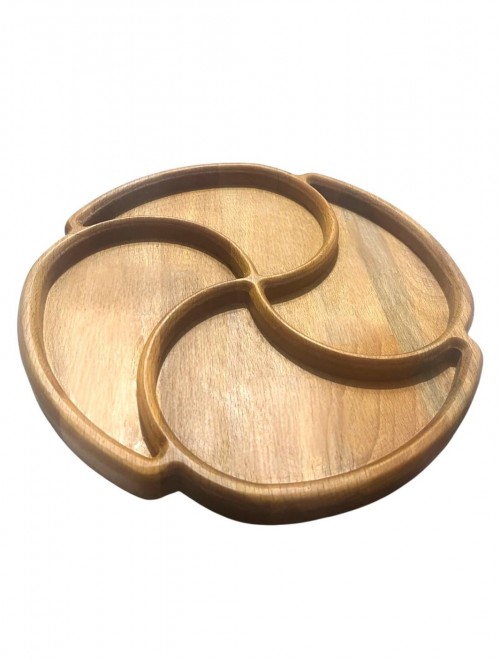 Doğal Kayın Ahşap 4 Bölmeli Sunumluk Tabak – 23,5 cm Çap | Çerezlik & Kahvaltılık Servis Tabağı Doğal Kayın Ahşap 4 Bölmeli Sunumluk Tabak – 23,5 cm Çap | Çerezlik & Kahvaltılık Servis Tabağı