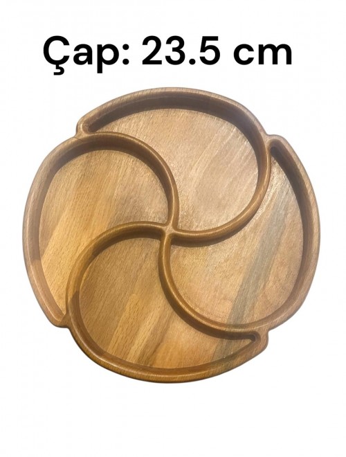 Doğal Kayın Ahşap 4 Bölmeli Sunumluk Tabak – 23,5 cm Çap | Çerezlik & Kahvaltılık Servis Tabağı Doğal Kayın Ahşap 4 Bölmeli Sunumluk Tabak – 23,5 cm Çap | Çerezlik & Kahvaltılık Servis Tabağı