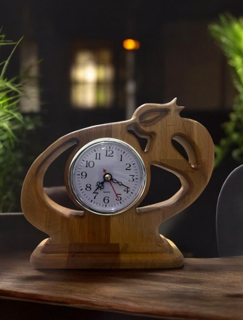 Ahşap Vav Simgeli Dekoratif Biblo Masa Saati