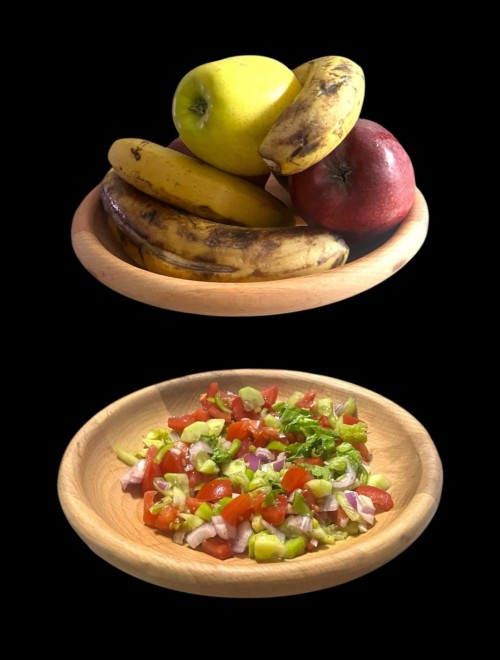 Masif Kayın Ahşap Yuvarlak  Salata ve Meyve Kasesi