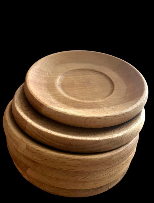 doğal Ahşap Yuvarlak Çay Tabağı